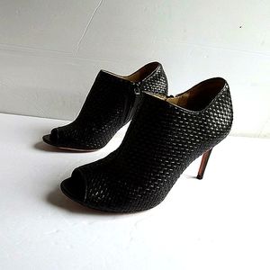 Cole Haan Woven Leather Black Ankle Booties 7.5